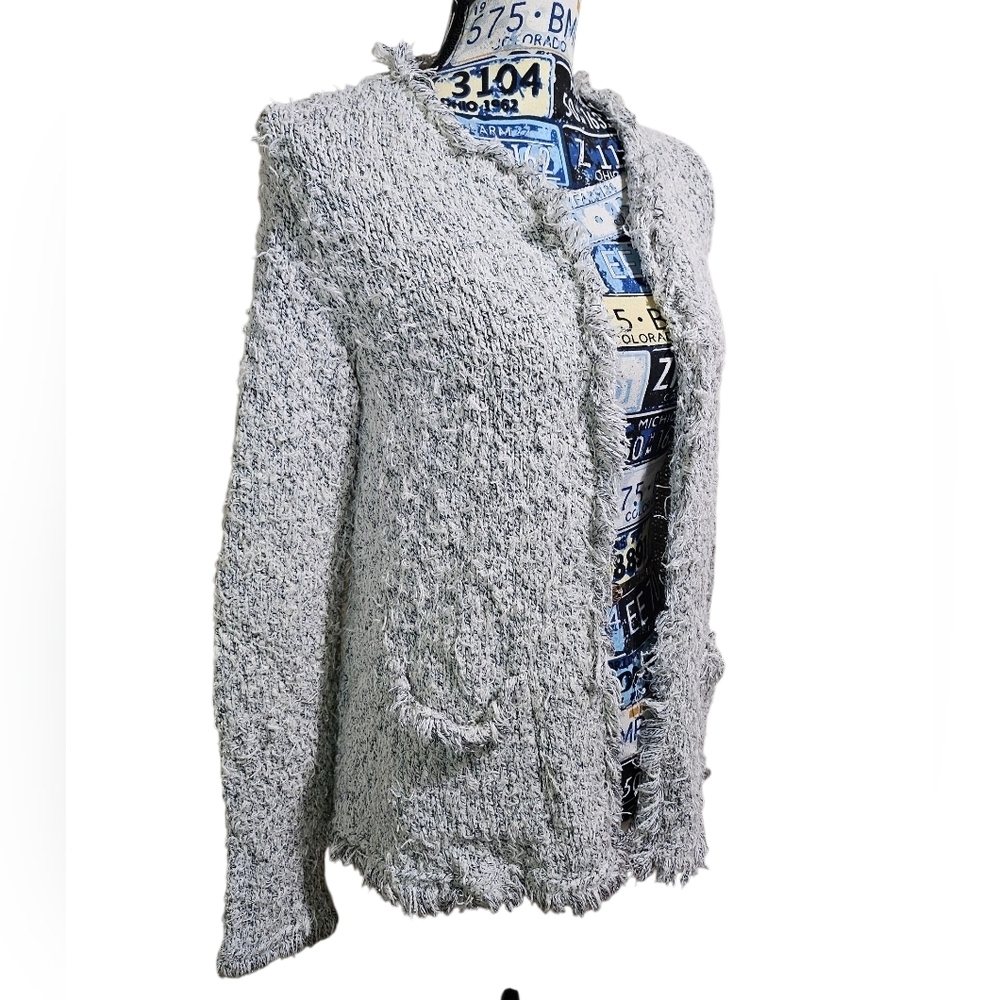 ett:twa by Anthropologie Fringe Boucle Open Cardigan Jacket Medium